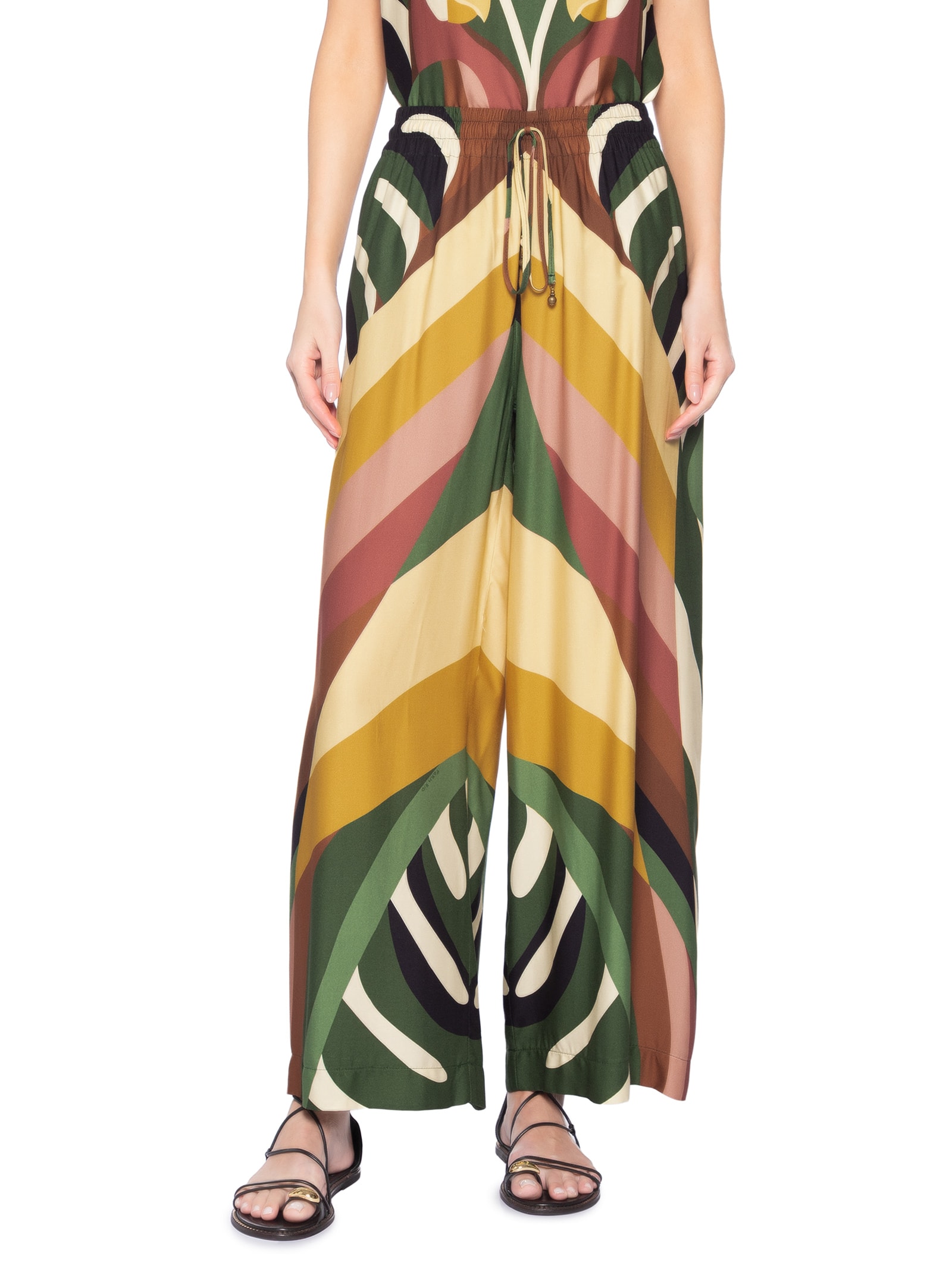 Calça Feminina Pantalona Listra Arara Verde Farm