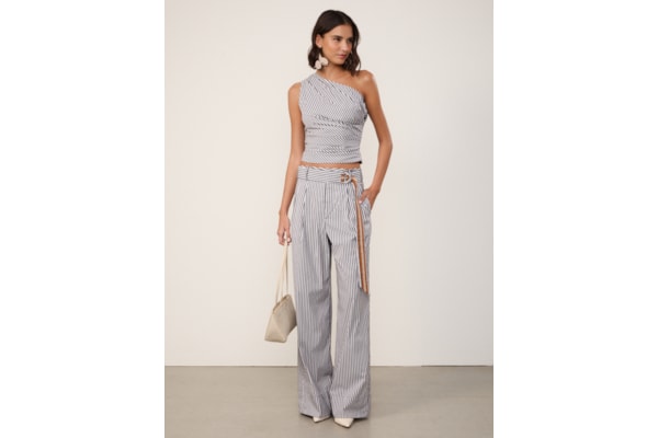 Calça Feminina Pantalona Listrada - Azul