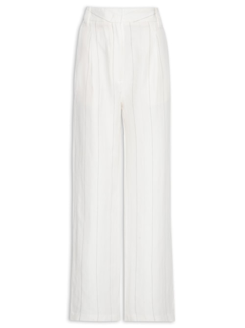 Calça Feminina Pantalona Listrada - Off White