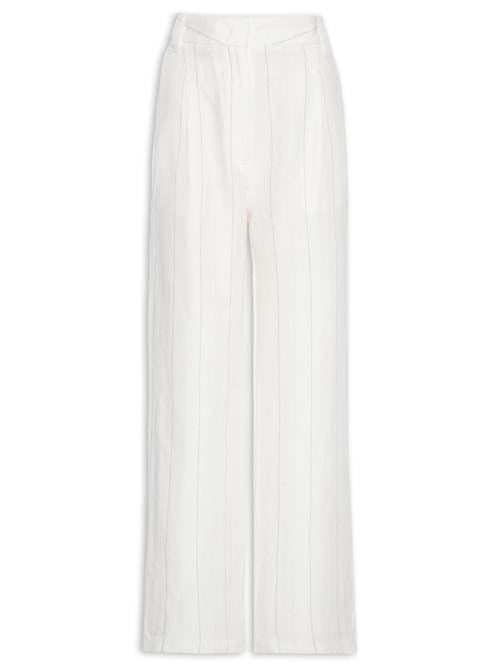 Calça Feminina Pantalona Listrada – Off White