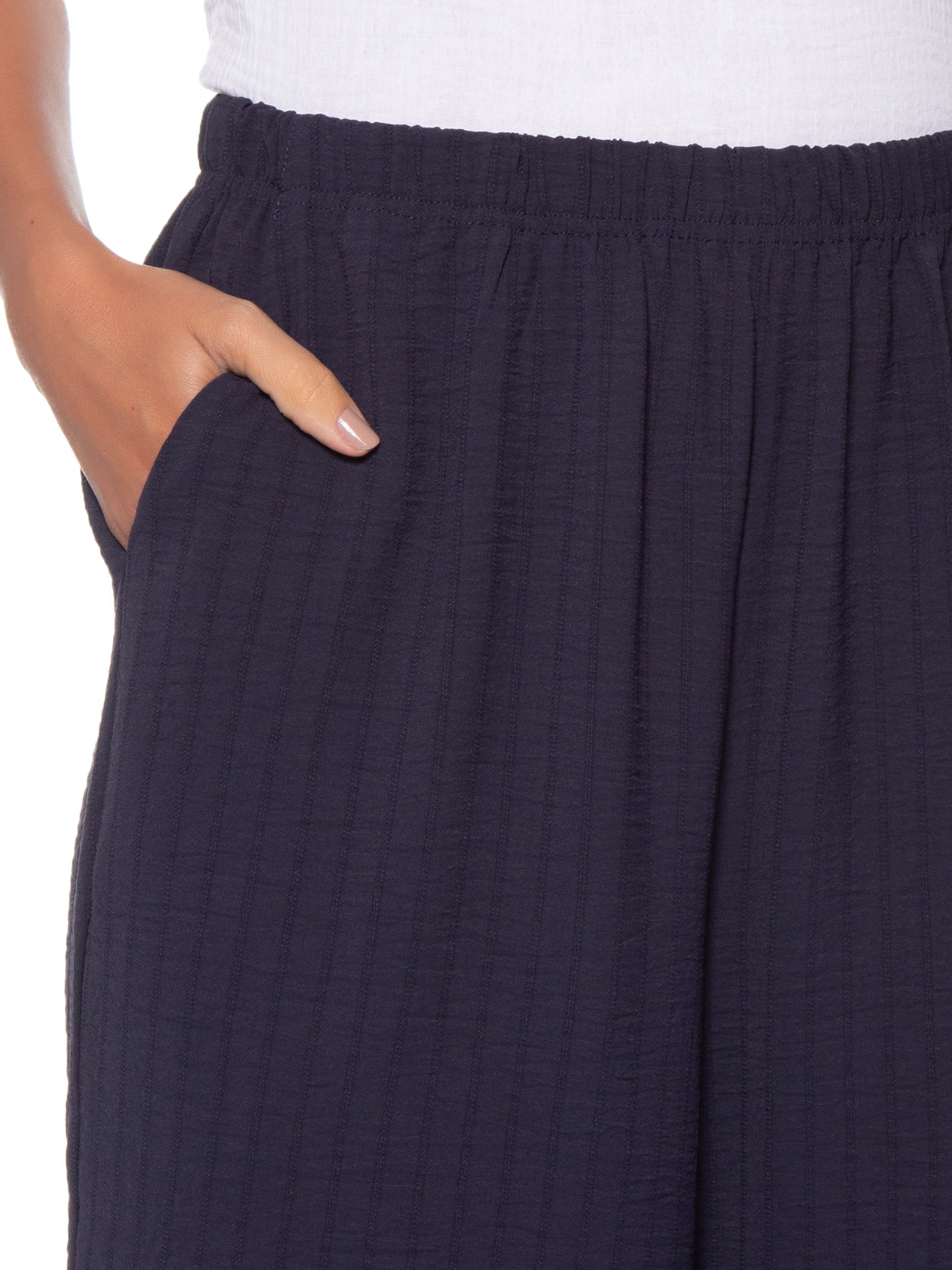 Calça Feminina Pantalona Listras Azul Basiq