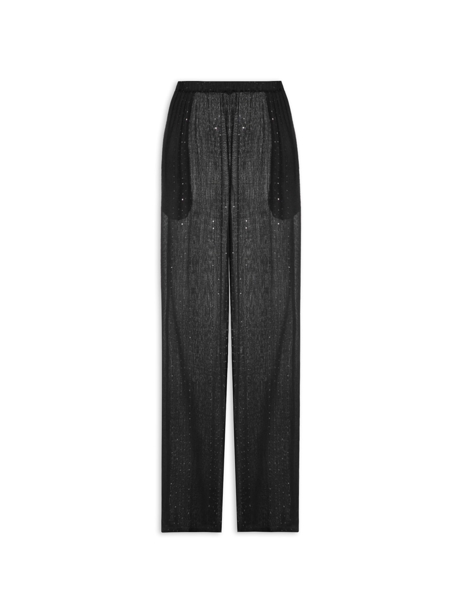 Calça Feminina Pantalona Listras Paetê Preto Animale Jeans