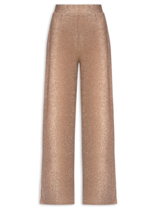 Calça Feminina Pantalona Lurex - Dourado