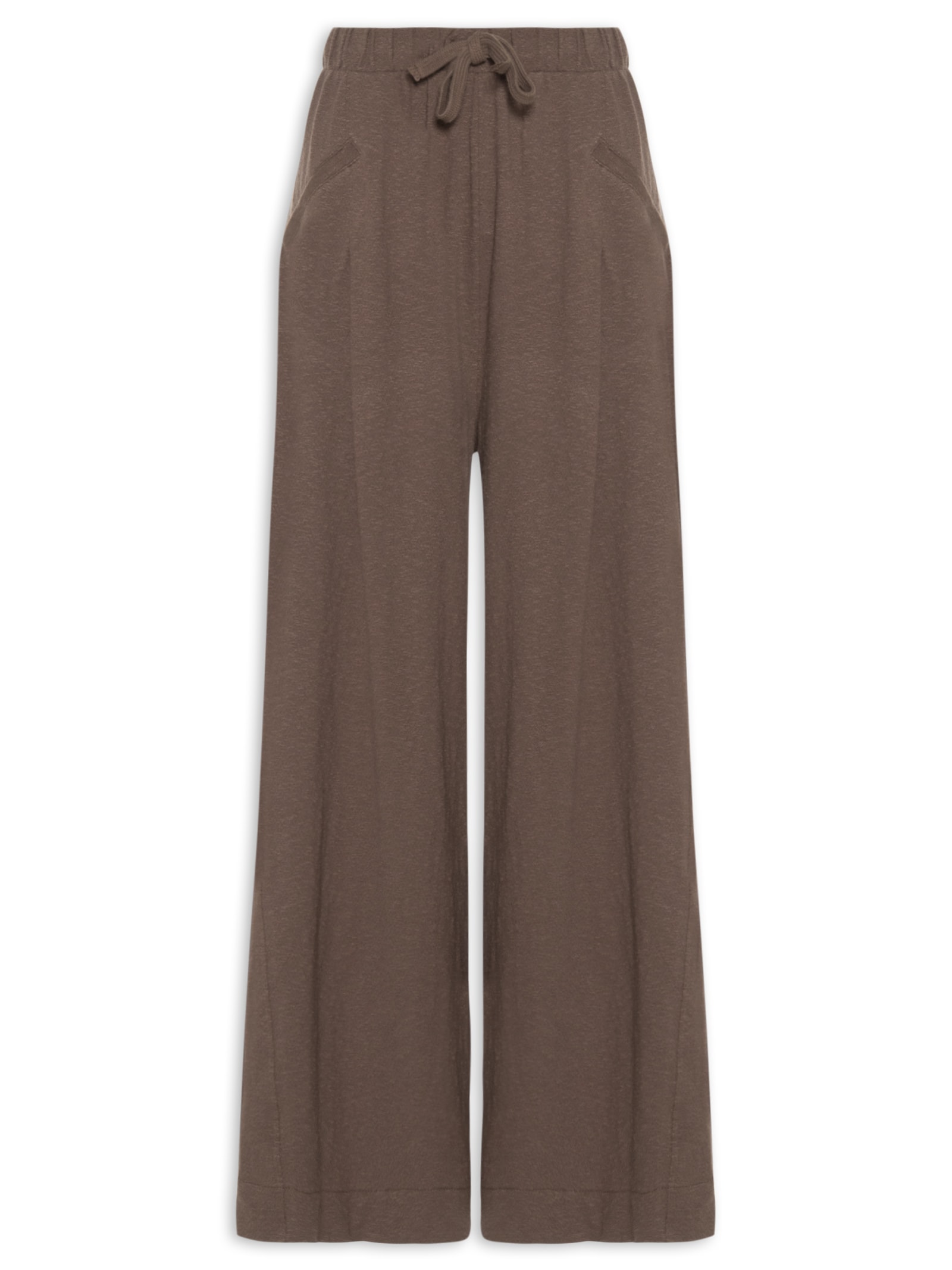 Calça Feminina Pantalona Malha Crepe Flamê Marrom Cantão