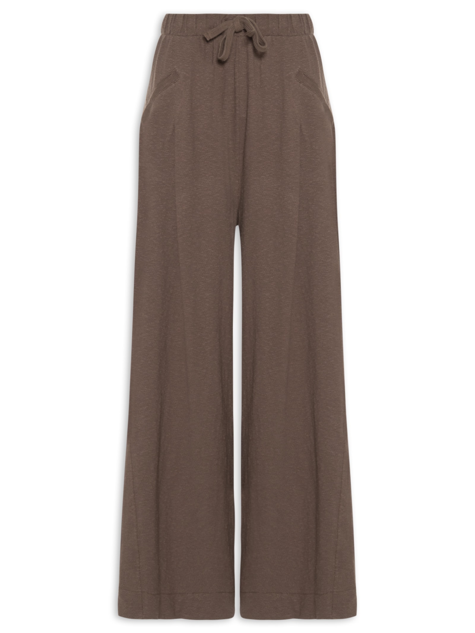 Calça Feminina Pantalona Malha Crepe Flamê Marrom Cantão