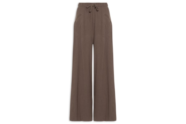 Calça Feminina Pantalona Malha Crepe Flamê - Marrom