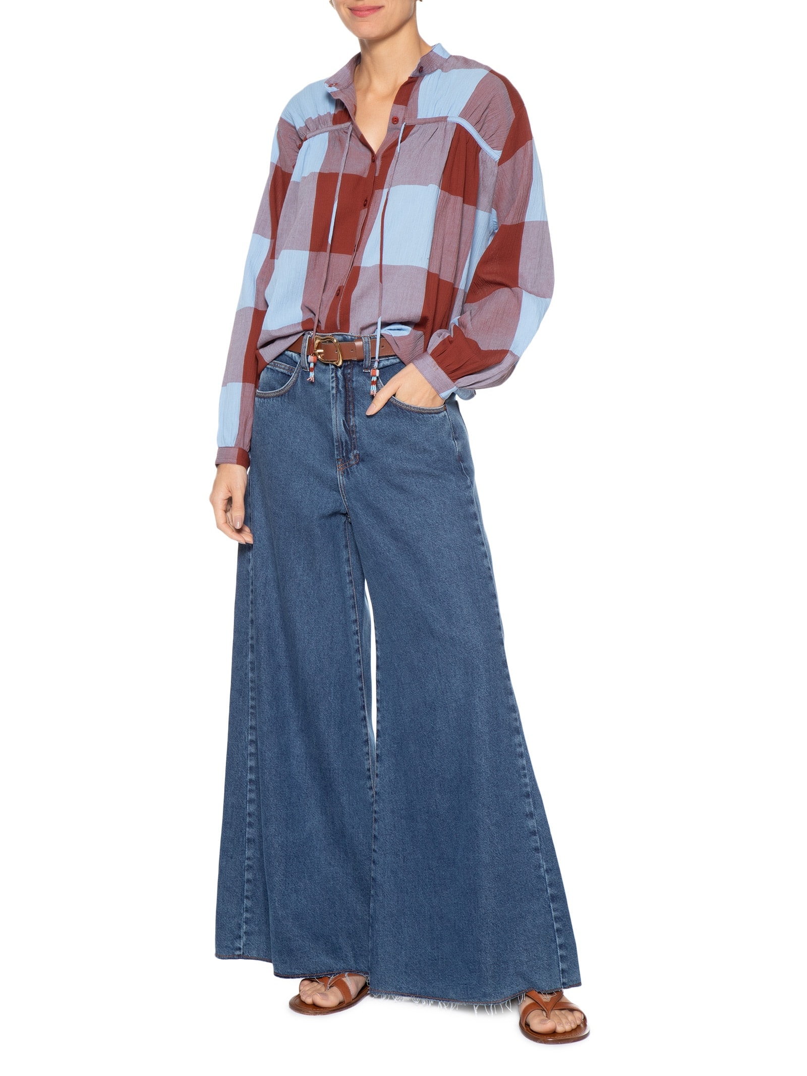 Calça Feminina Pantalona Marcada Azul Dress To