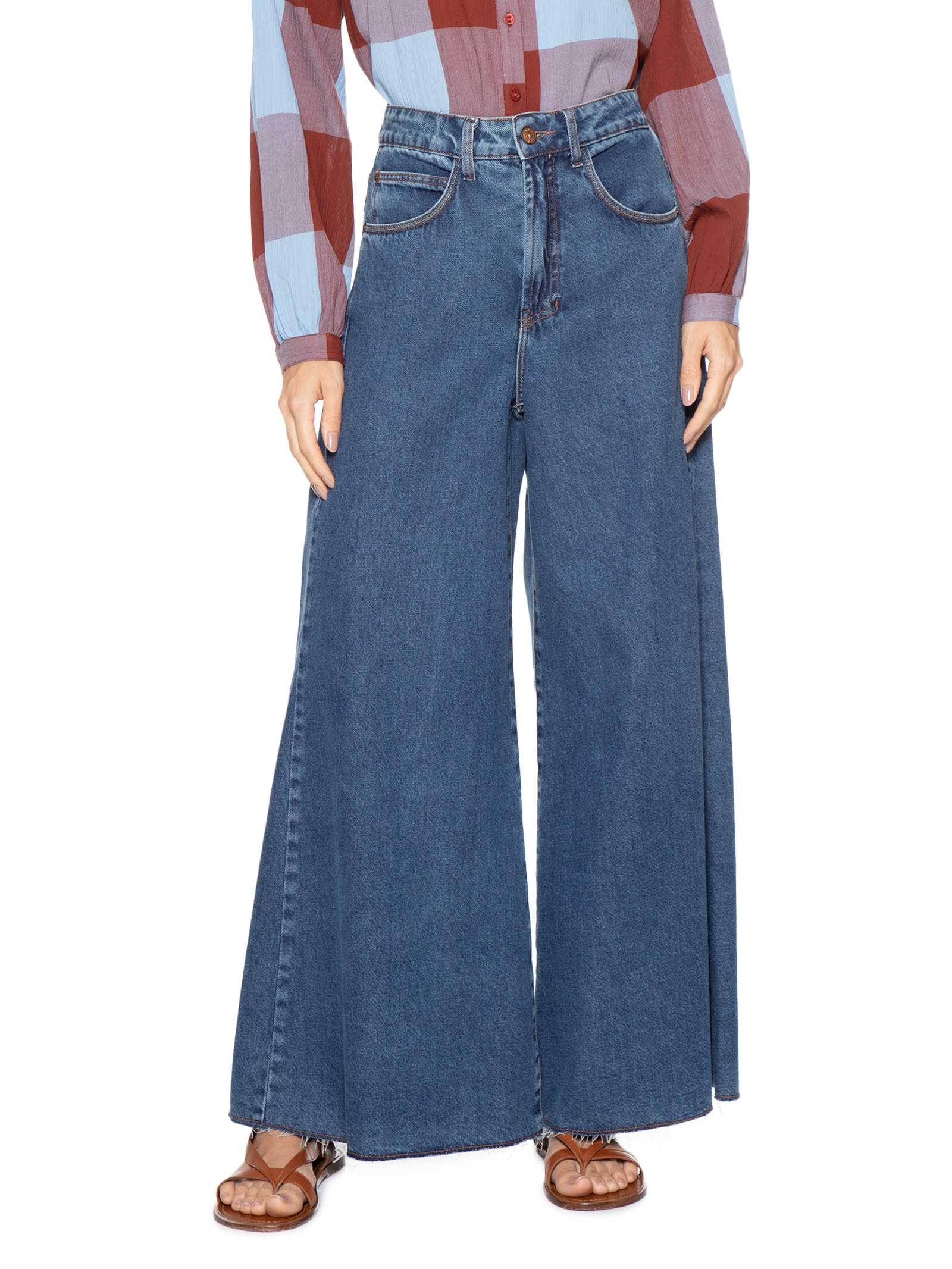 Calça Feminina Pantalona Marcada Azul Dress To