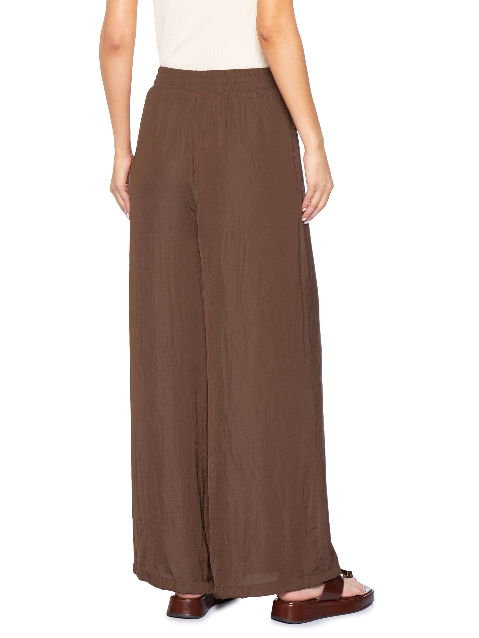 Calça Feminina Pantalona Marrom Basiq