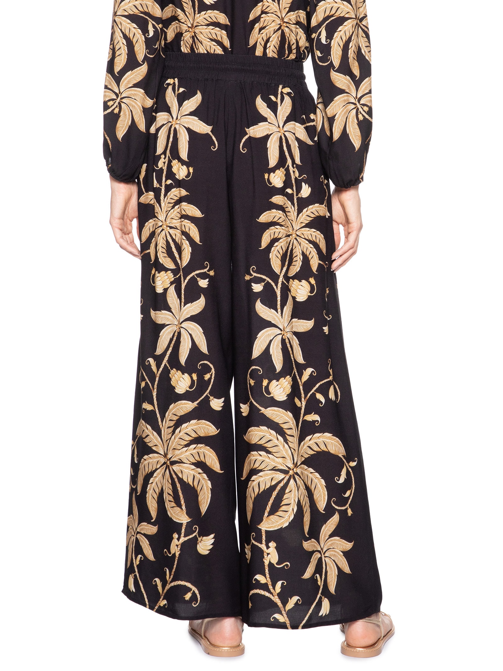 Calça Feminina Pantalona Ourinho Tropical Preto Farm