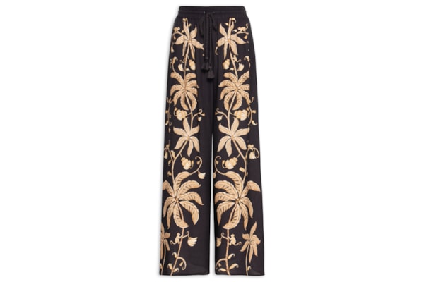 Calça Feminina Pantalona Ourinho Tropical - Preto