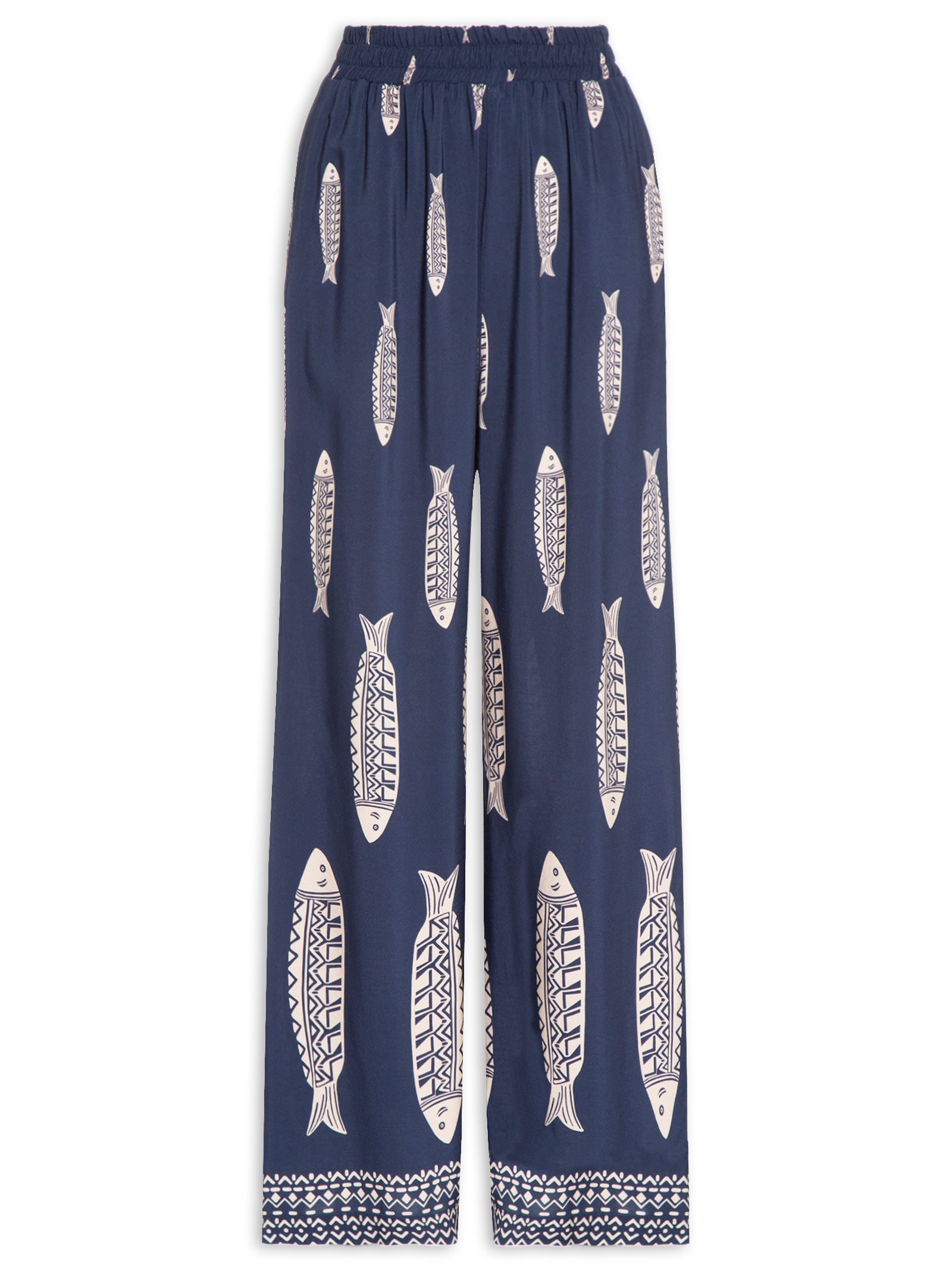 Calça Feminina Pantalona Pala Elástico – Azul Cacay