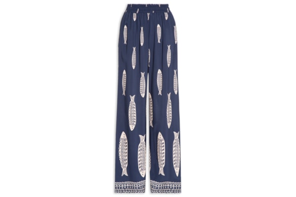 Calça Feminina Pantalona Pala Elástico – Azul