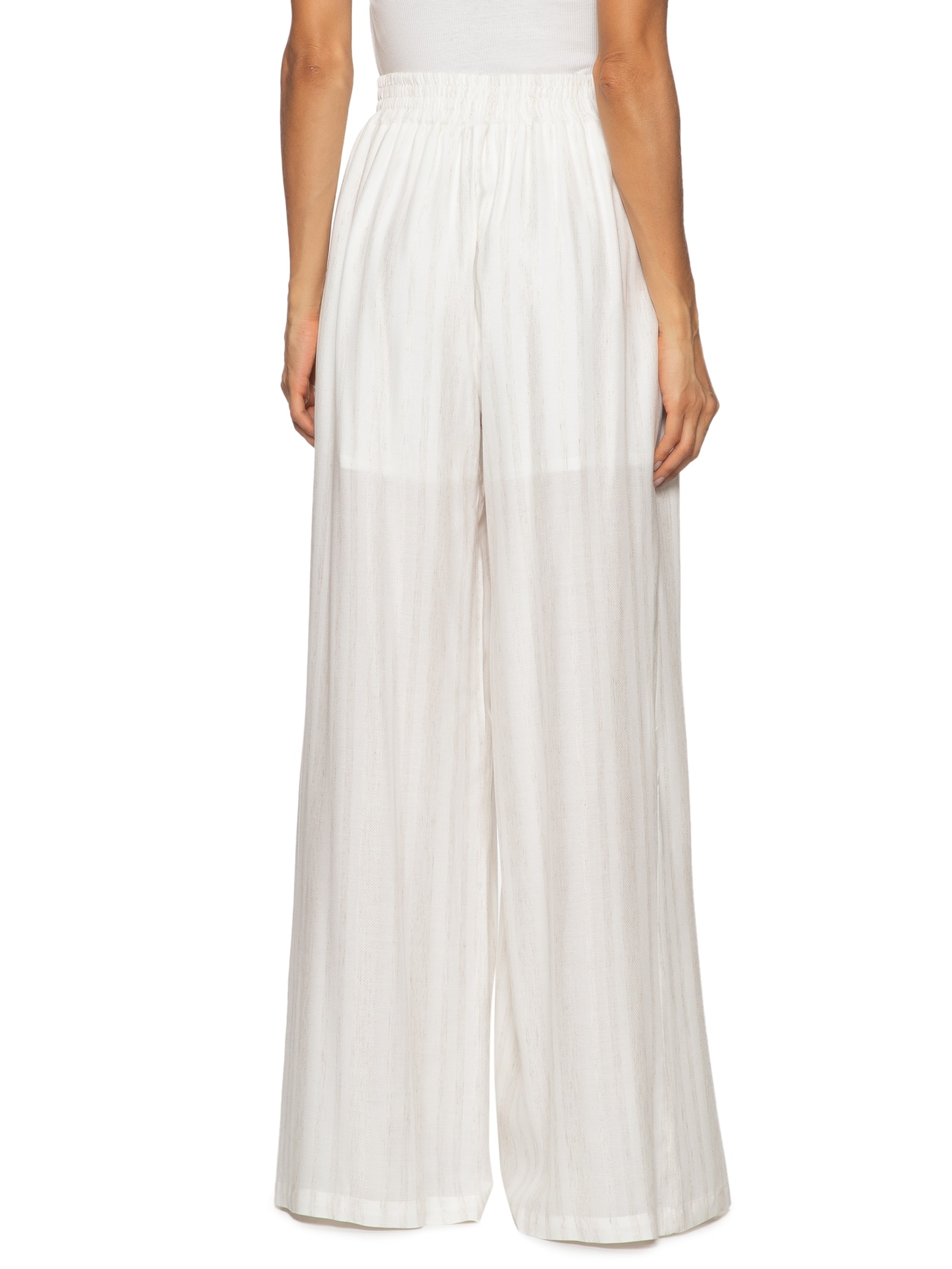 Calça Feminina Pantalona Pala Lastex Off White Cacay