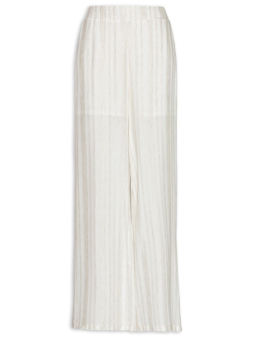 Calça Feminina Pantalona Pala Lastex - Off White