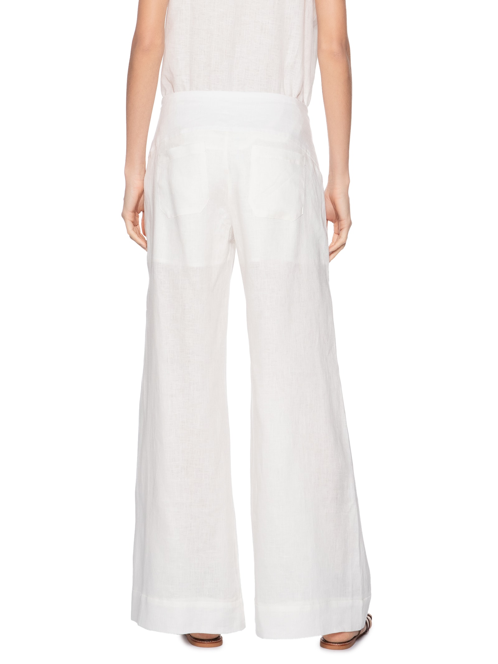 Calça Feminina Pantalona Pala Linho Branco Maria Filó