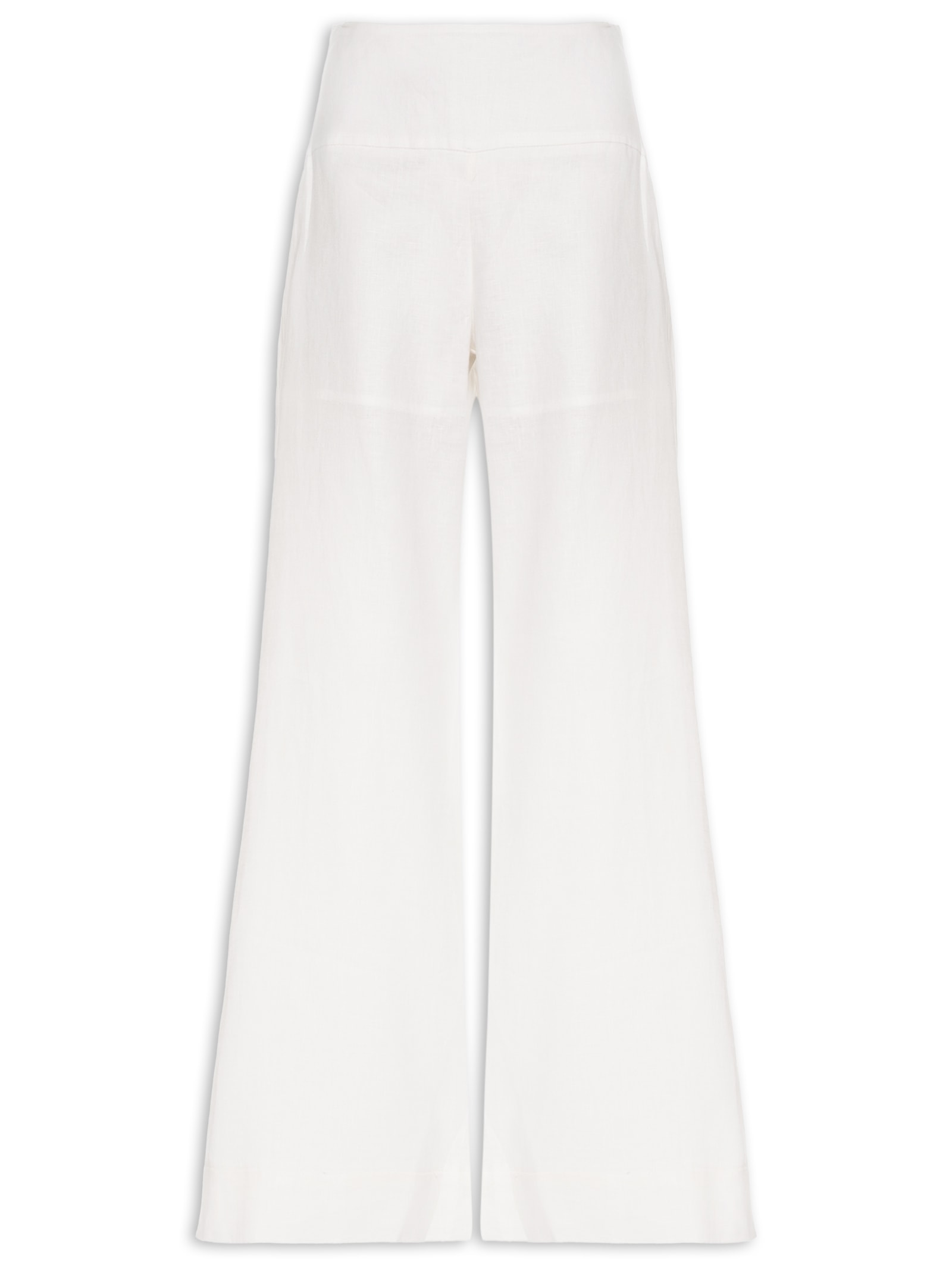Calça Feminina Pantalona Pala Linho Branco Maria Filó