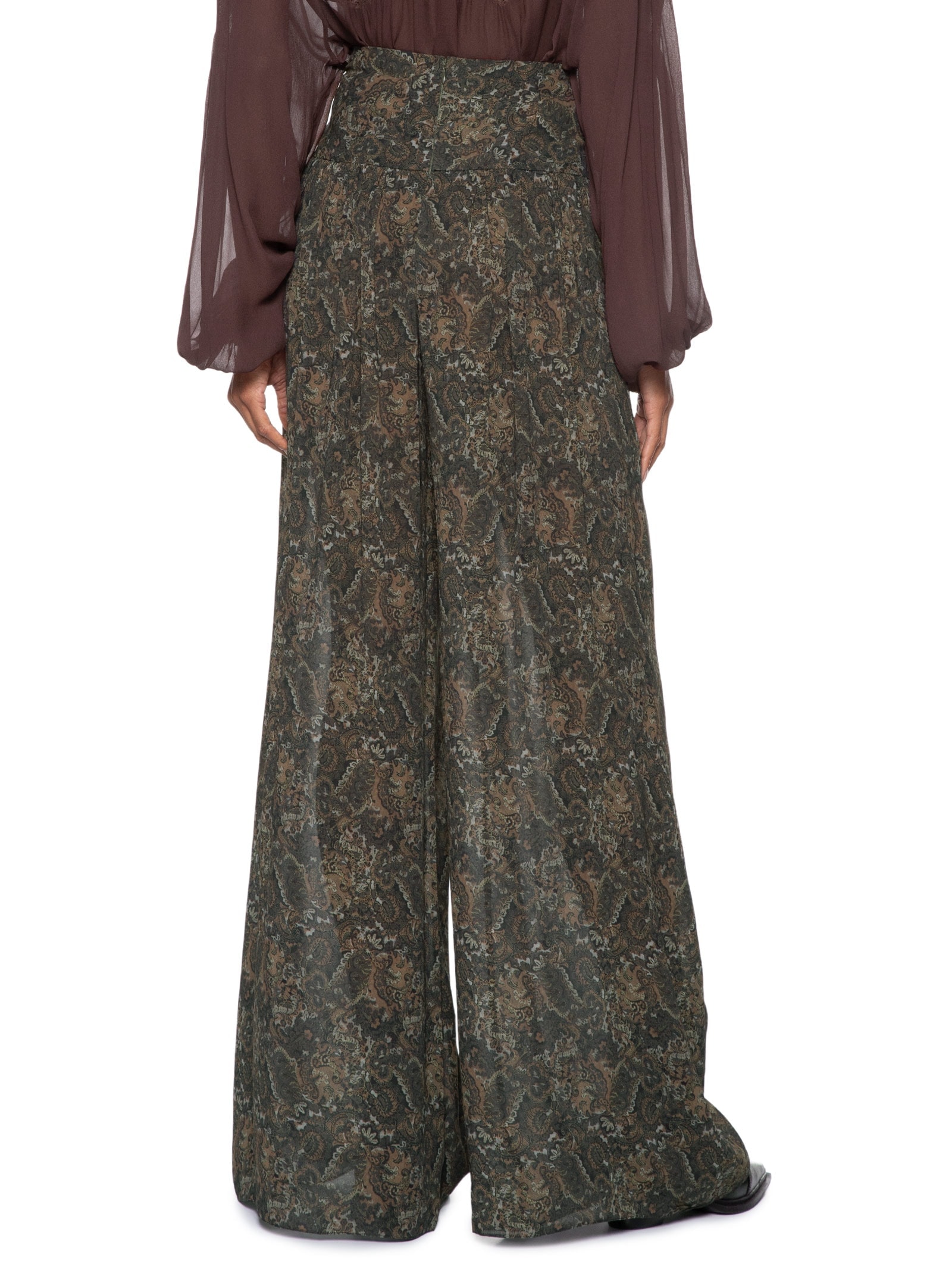Calça Feminina Pantalona Pala Pregas Verde Animale