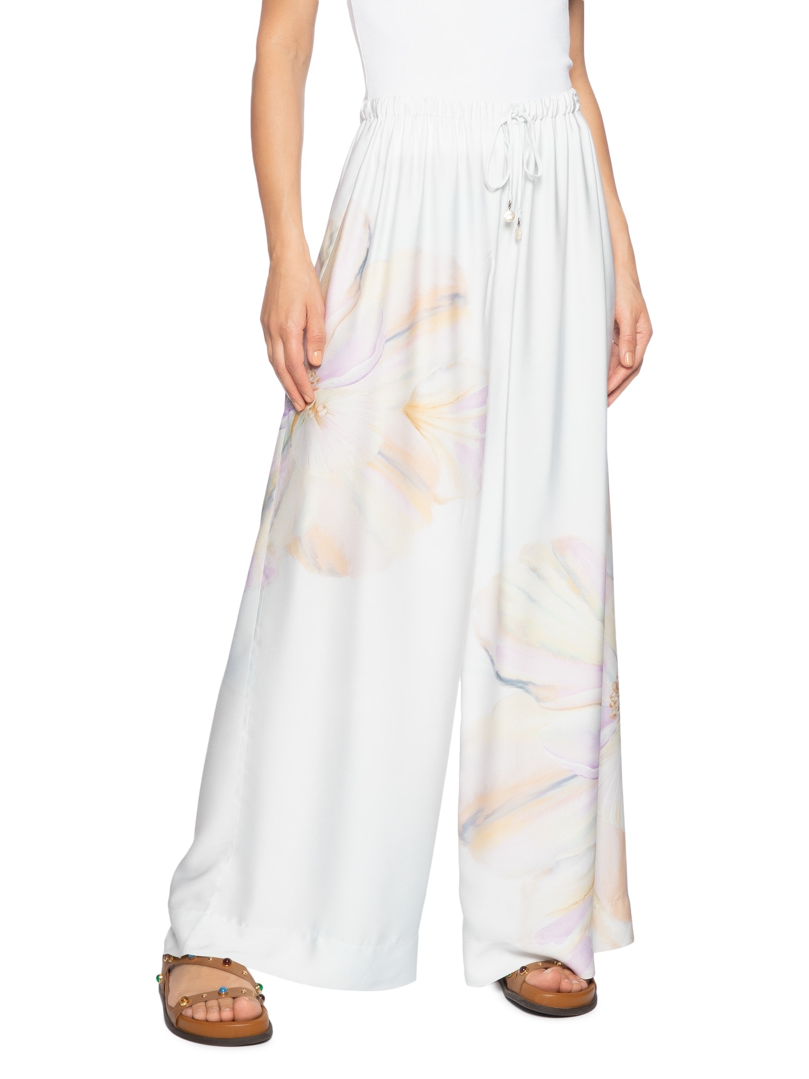 Calça Feminina Pantalona Perola Do Mar Off White Farm