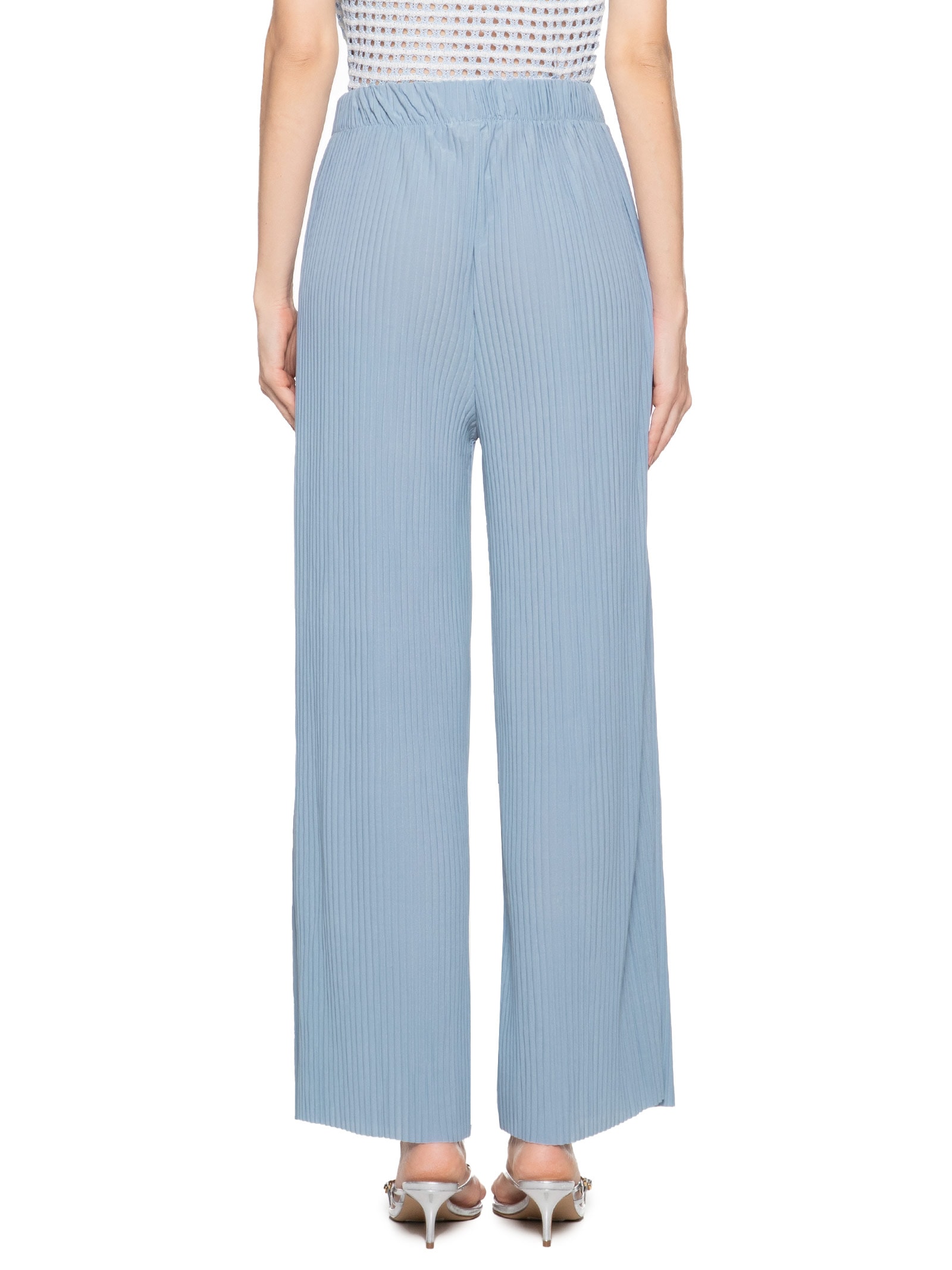 Calça Feminina Pantalona Plissada Azul Market 33