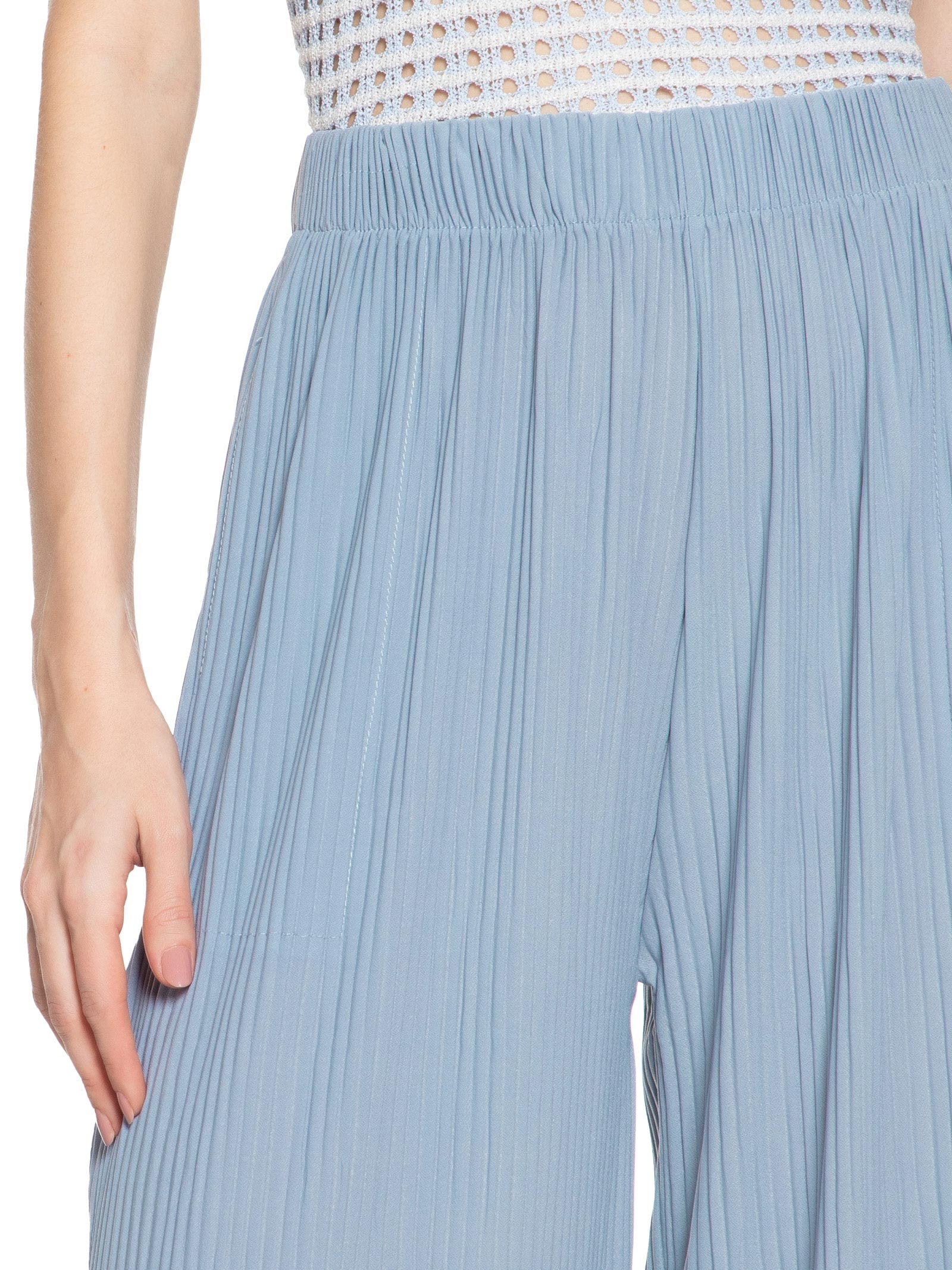 Calça Feminina Pantalona Plissada Azul Market 33