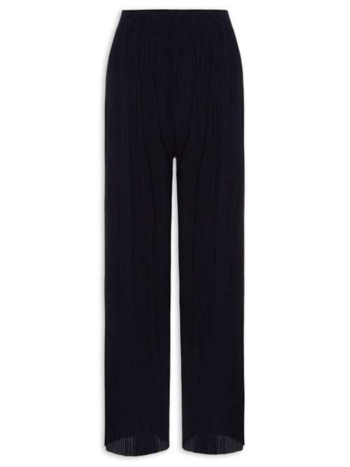 Calça Feminina Pantalona Plissada - Azul