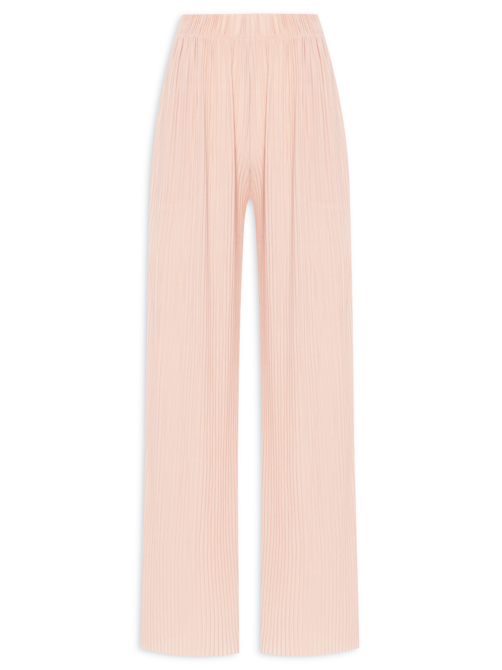 Calça Feminina Pantalona Plissada Bege Market 33