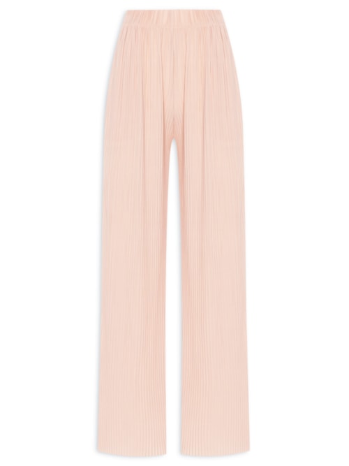 Calça Feminina Pantalona Plissada – Bege