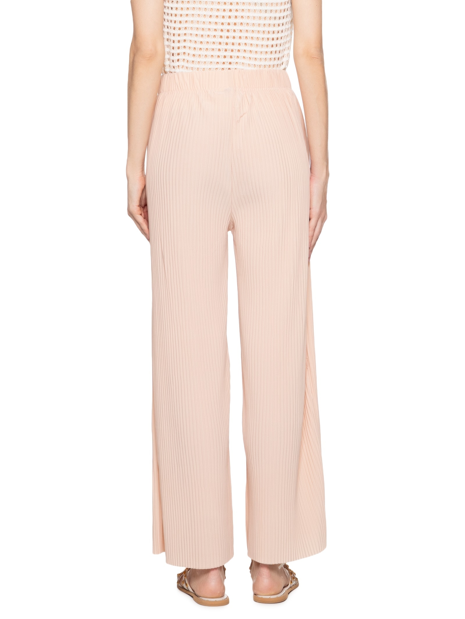 Calça Feminina Pantalona Plissada Bege Market 33