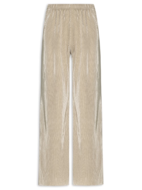 Calça Feminina Pantalona Plissada – Bege
