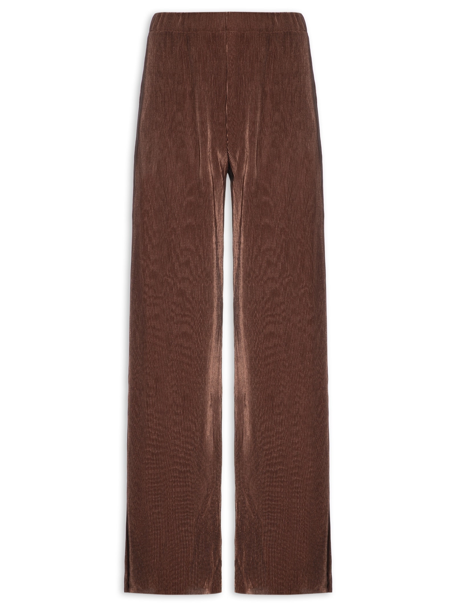 Calça Feminina Pantalona Plissada Marrom Market 33