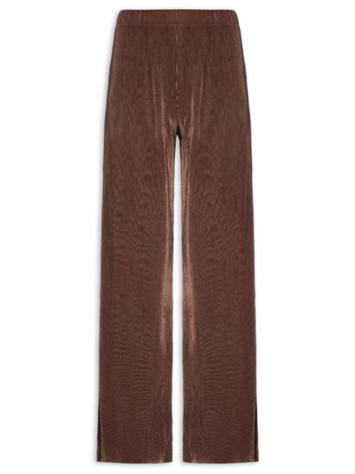 Calça Feminina Pantalona Plissada – Marrom