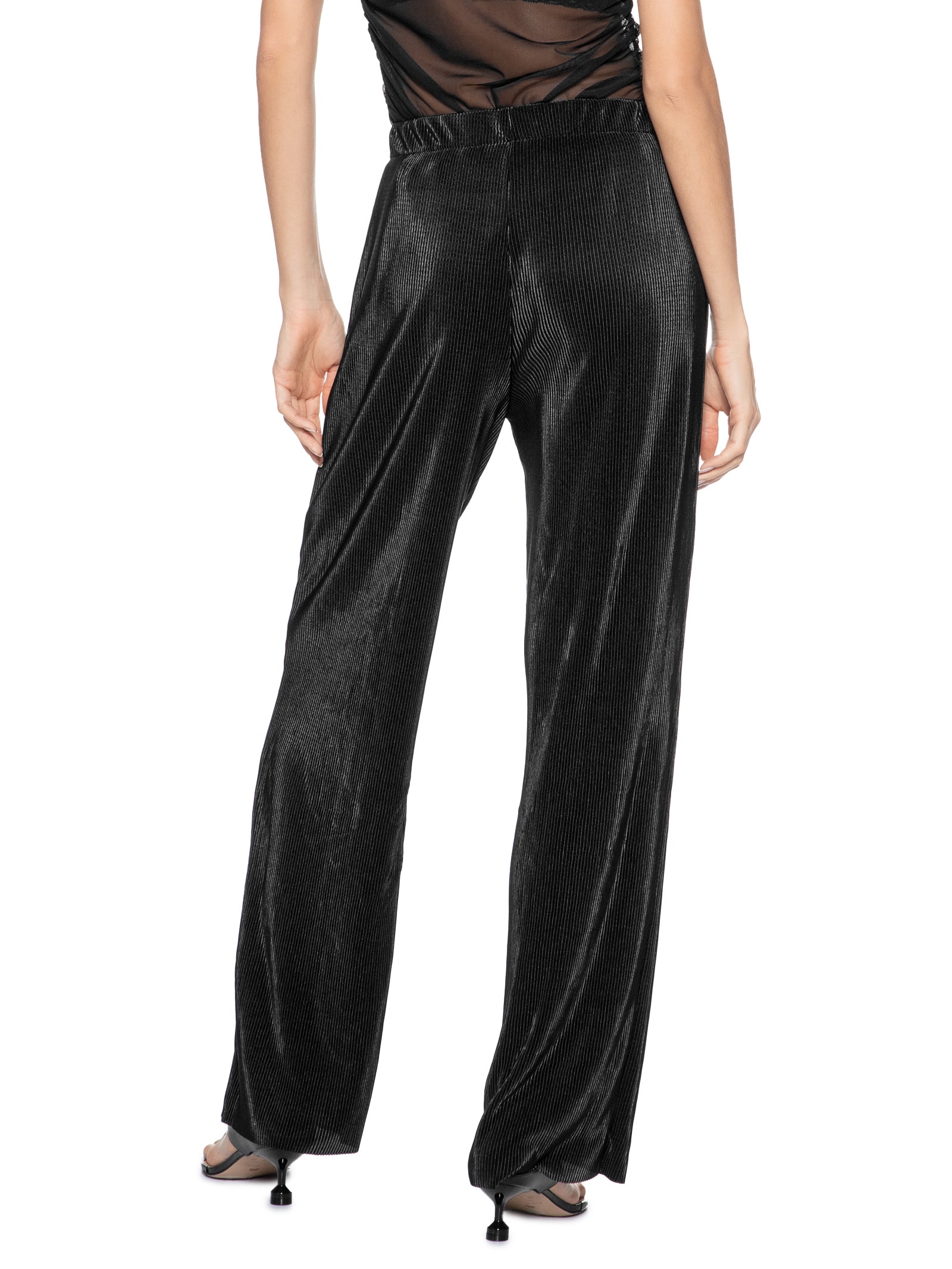 Calça Feminina Pantalona Plissada Preto Market 33