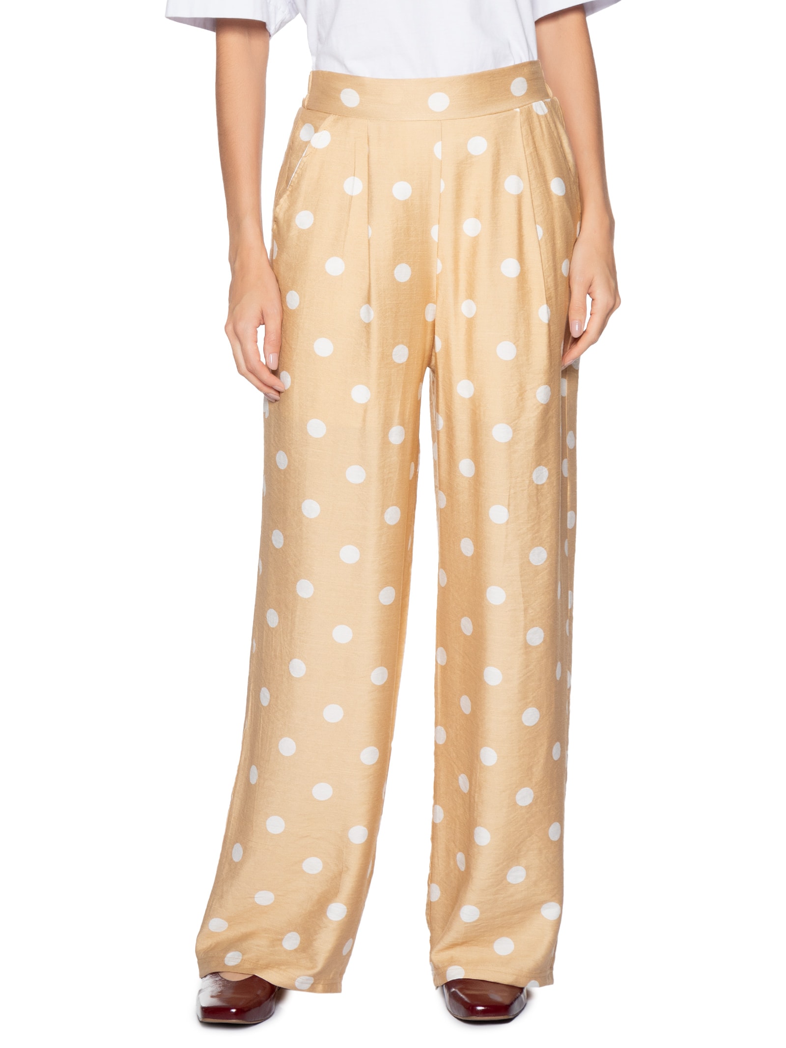 Calça Feminina Pantalona Poá Bege Market 33