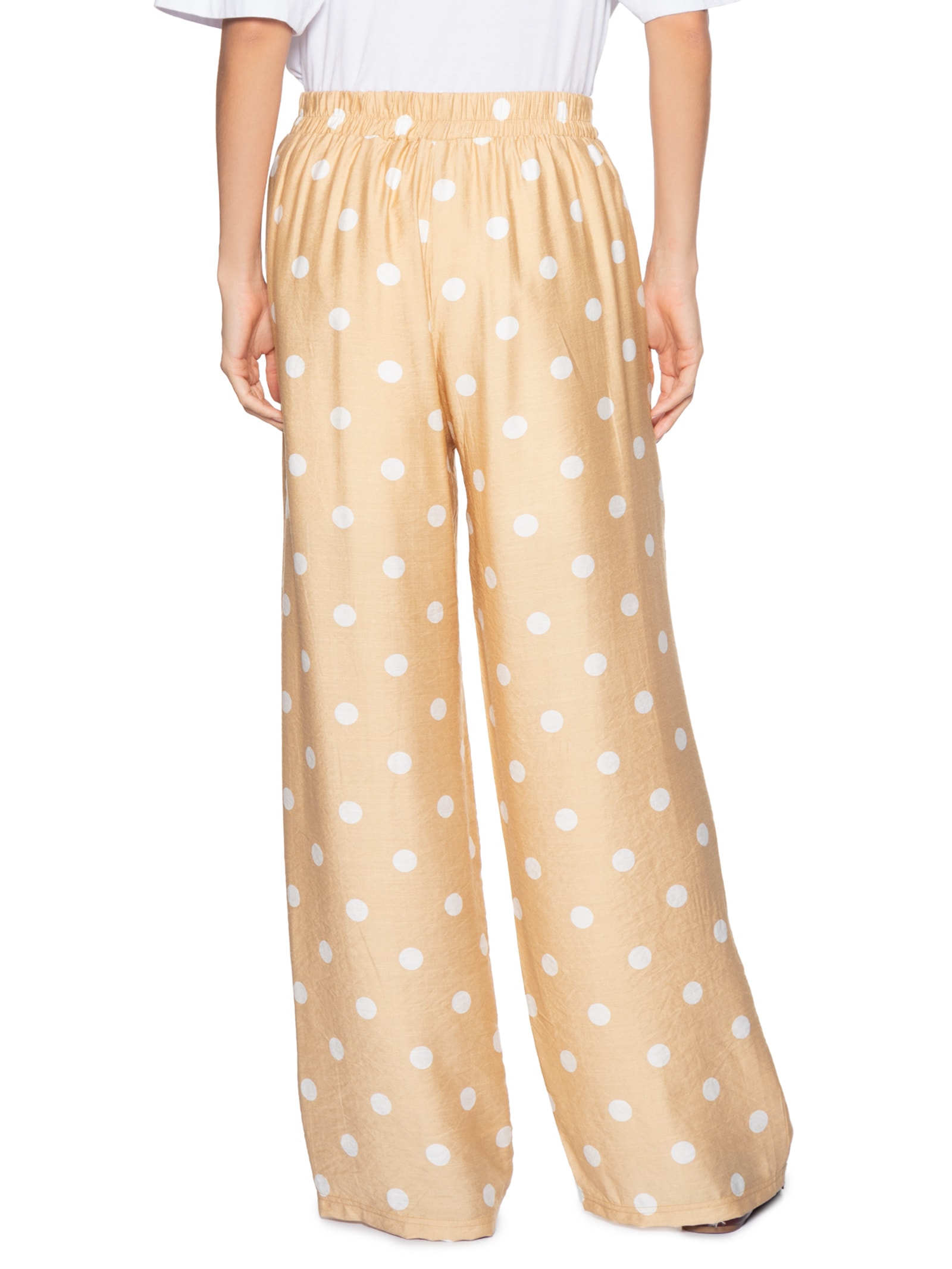 Calça Feminina Pantalona Poá Bege Market 33