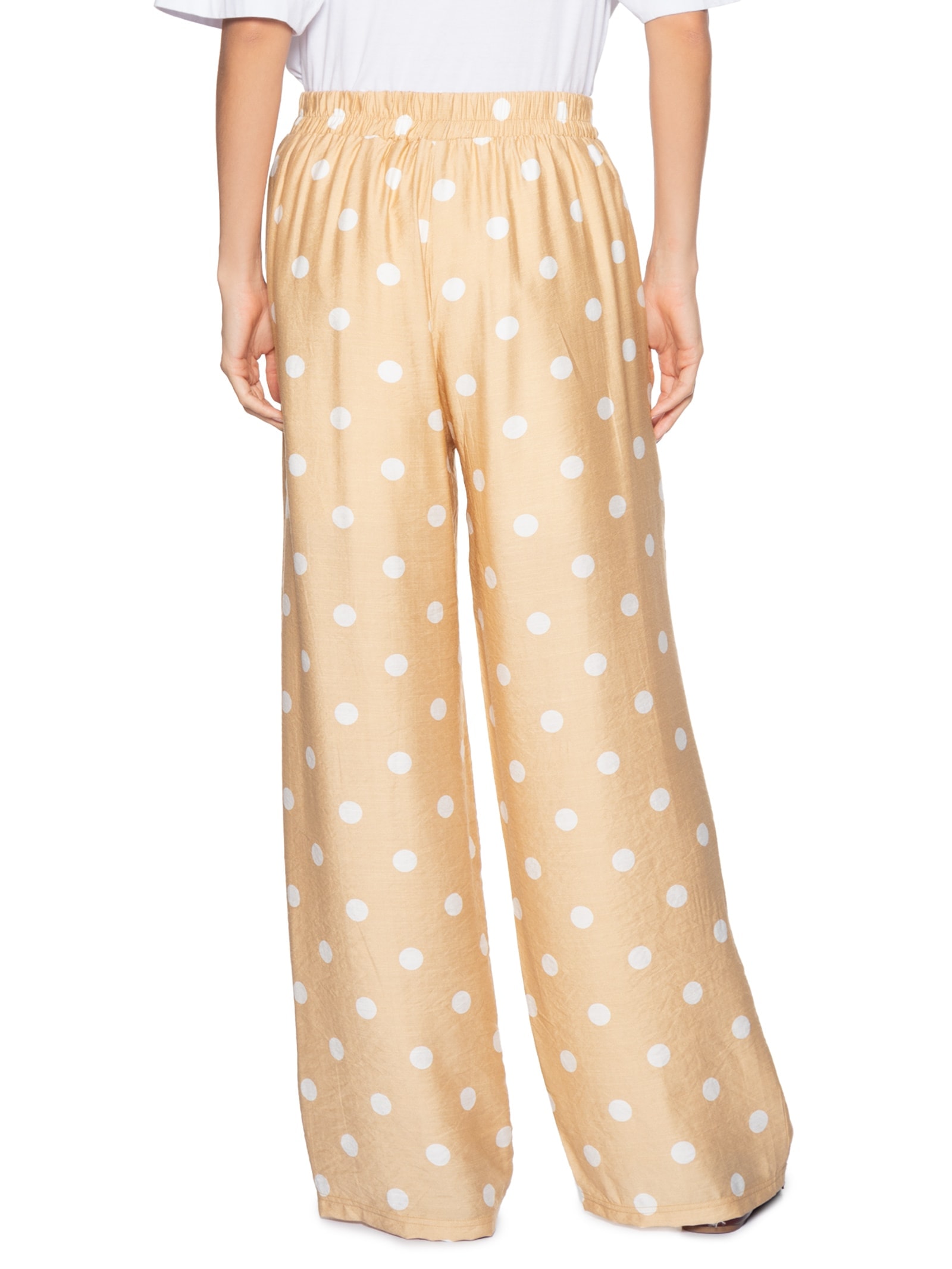 Calça Feminina Pantalona Poá Bege Market 33