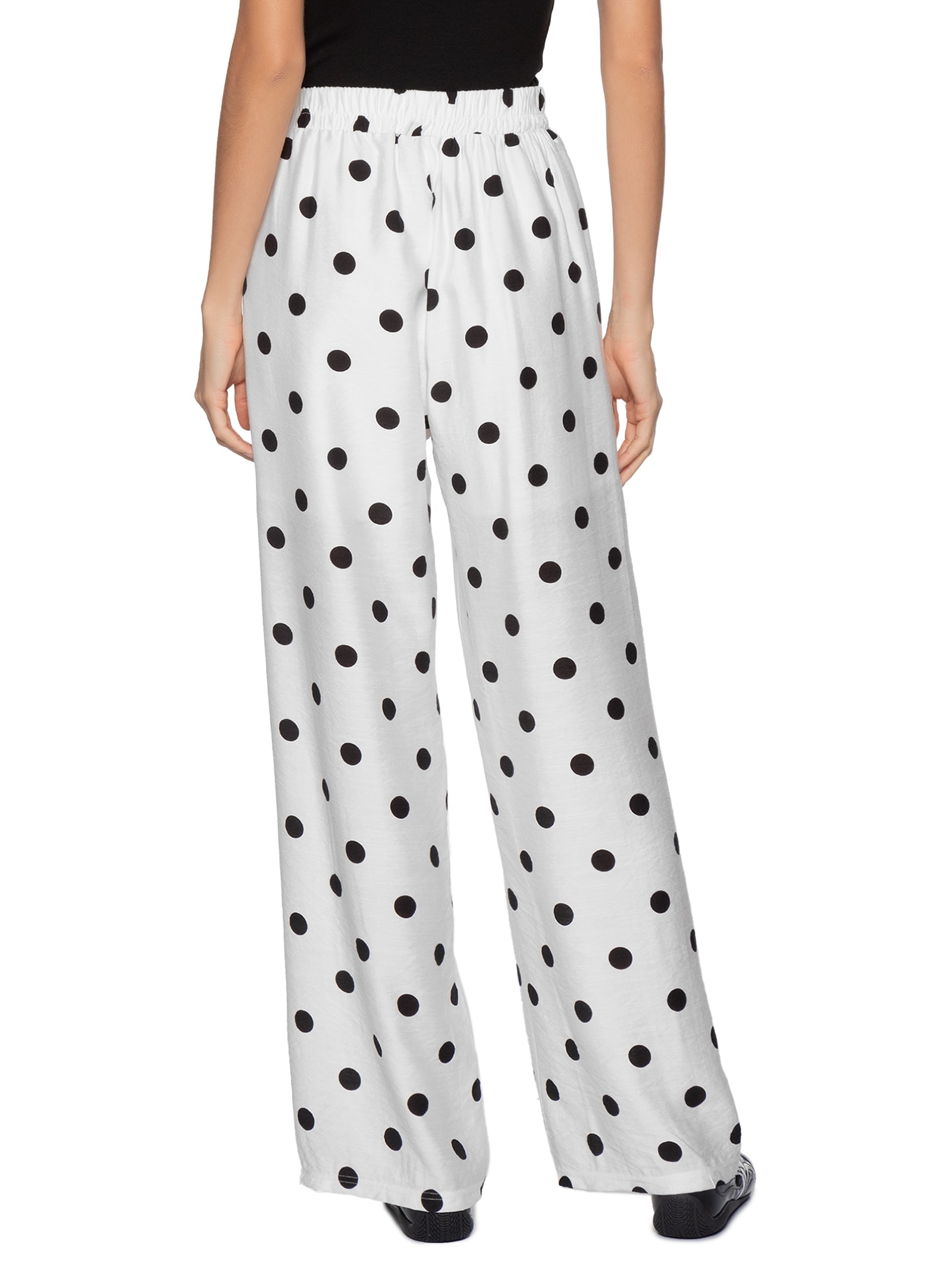 Calça Feminina Pantalona Poá Branco Market 33