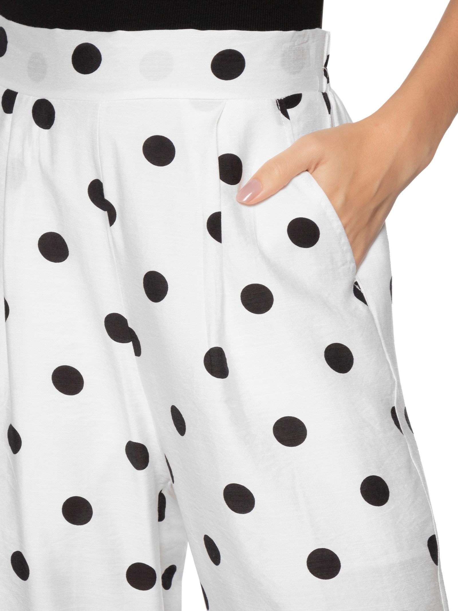 Calça Feminina Pantalona Poá Branco Market 33