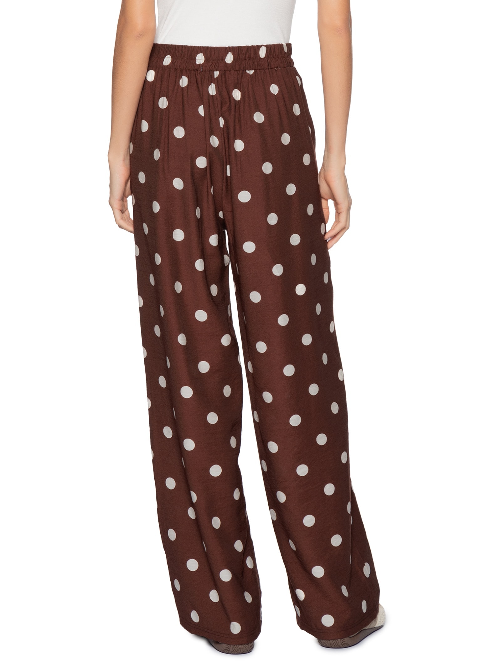 Calça Feminina Pantalona Poá Marrom Market 33