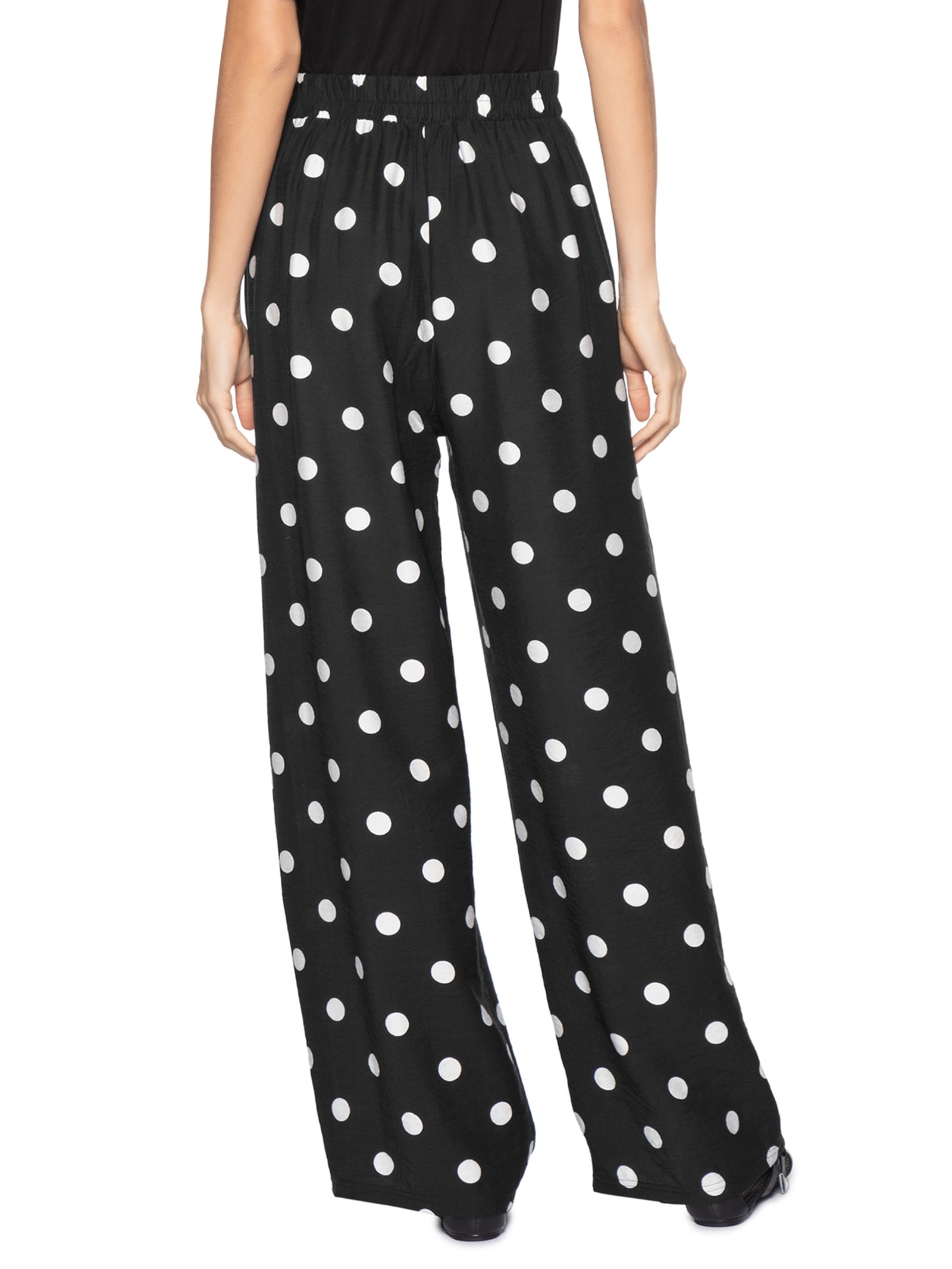 Calça Feminina Pantalona Poá Preto Market 33