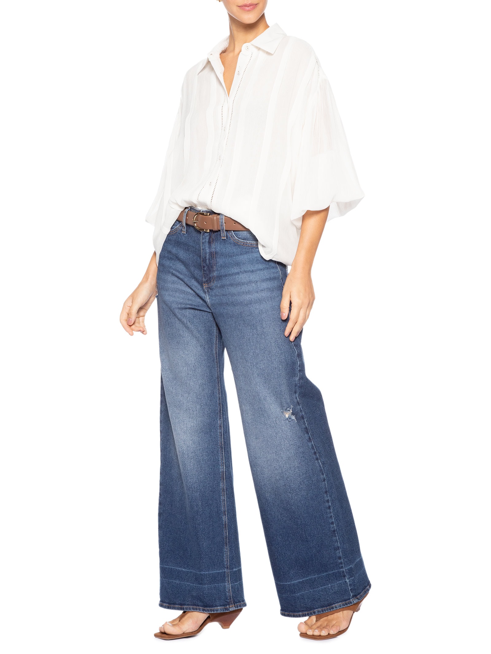 Calça Feminina Pantalona Poti Azul Le Lis