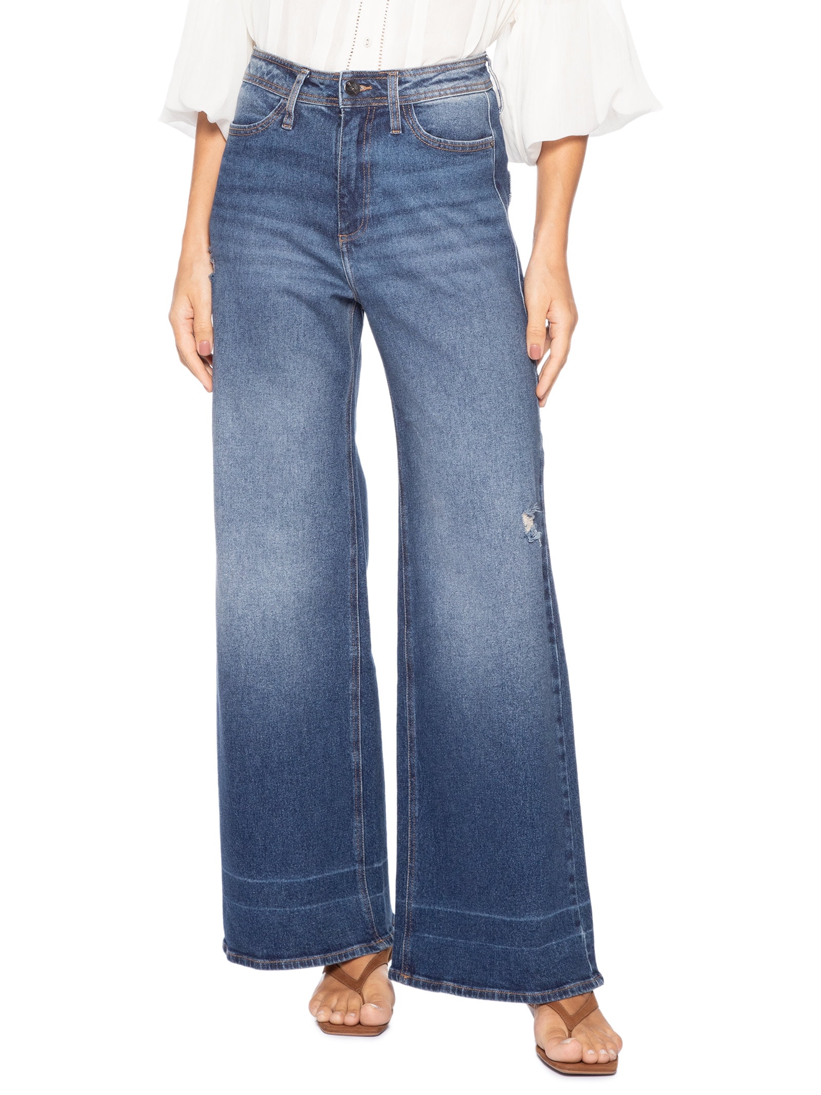 Calça Feminina Pantalona Poti Azul Le Lis