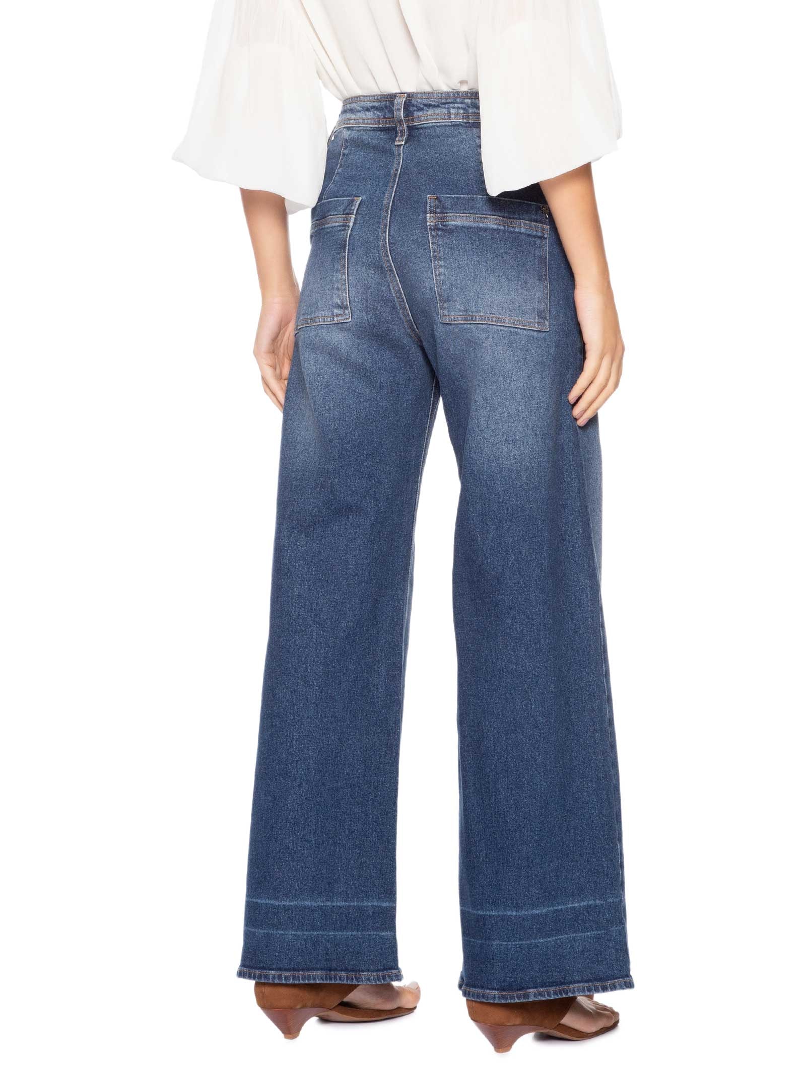 Calça Feminina Pantalona Poti Azul Le Lis