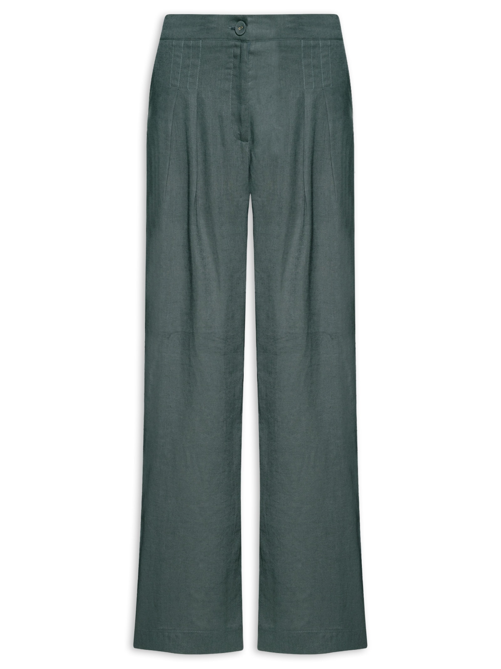 Calça Feminina Pantalona Prega Alfaiataria Cinza Maria Filó