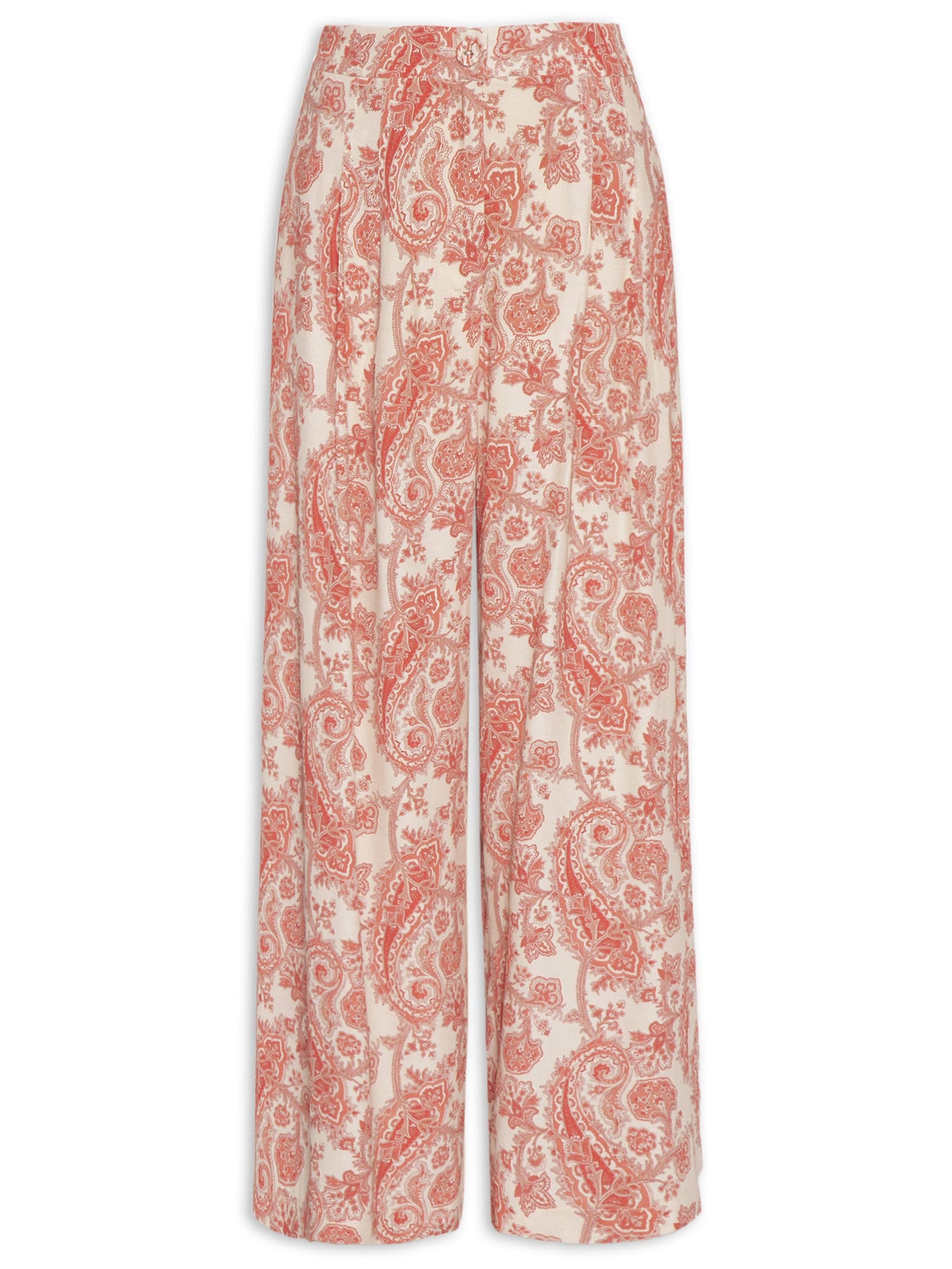 Calça Feminina Pantalona Pregas Est Claire Vermelho Maria Filó