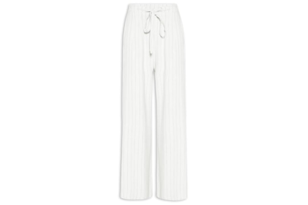 Calça Feminina Pantalona Risca De Giz Com Linho - Branco