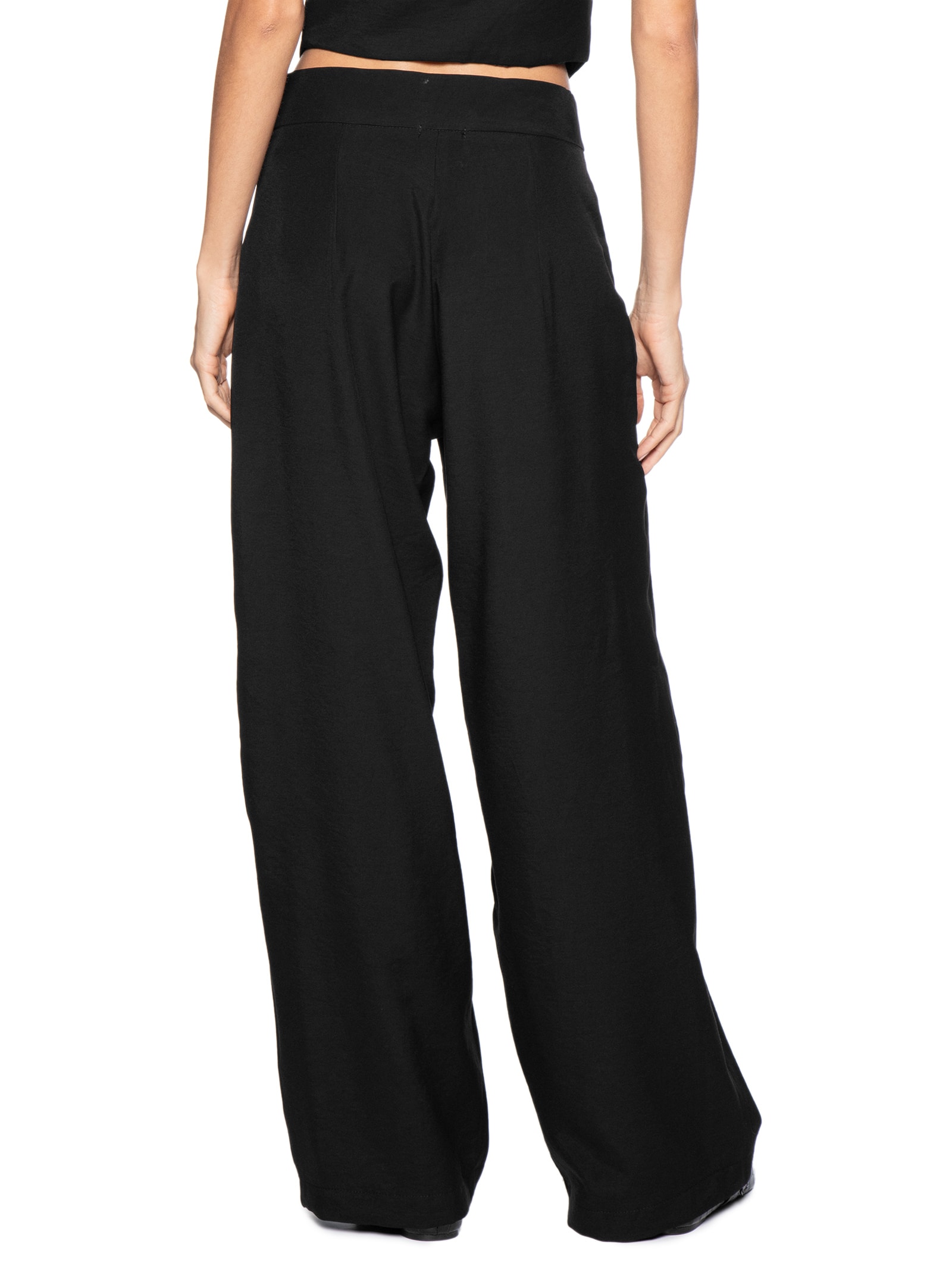Calça Feminina Pantalona Social Preto Basiq