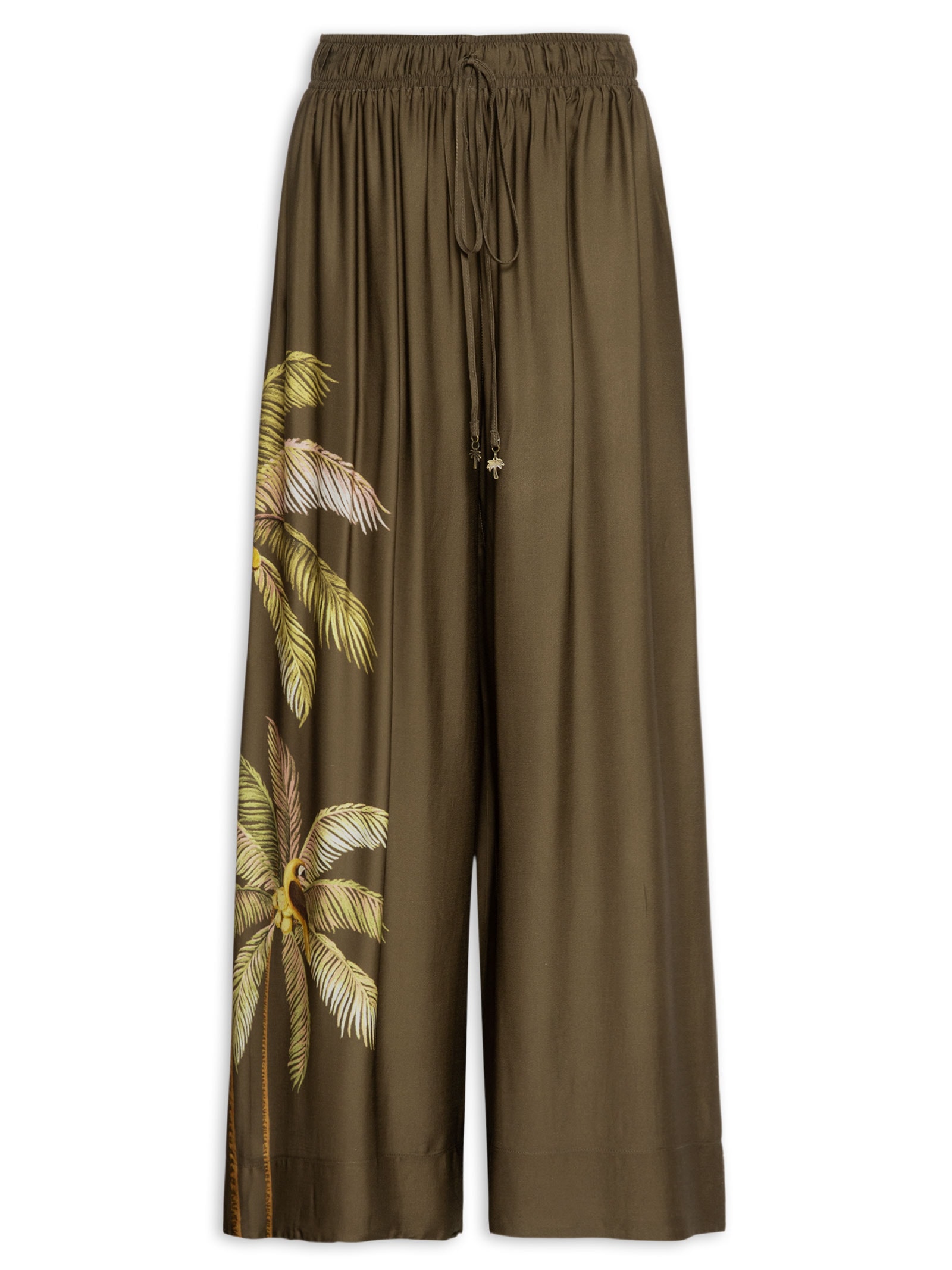 Calça Feminina Pantalona Sol De Coqueiro Marrom Farm
