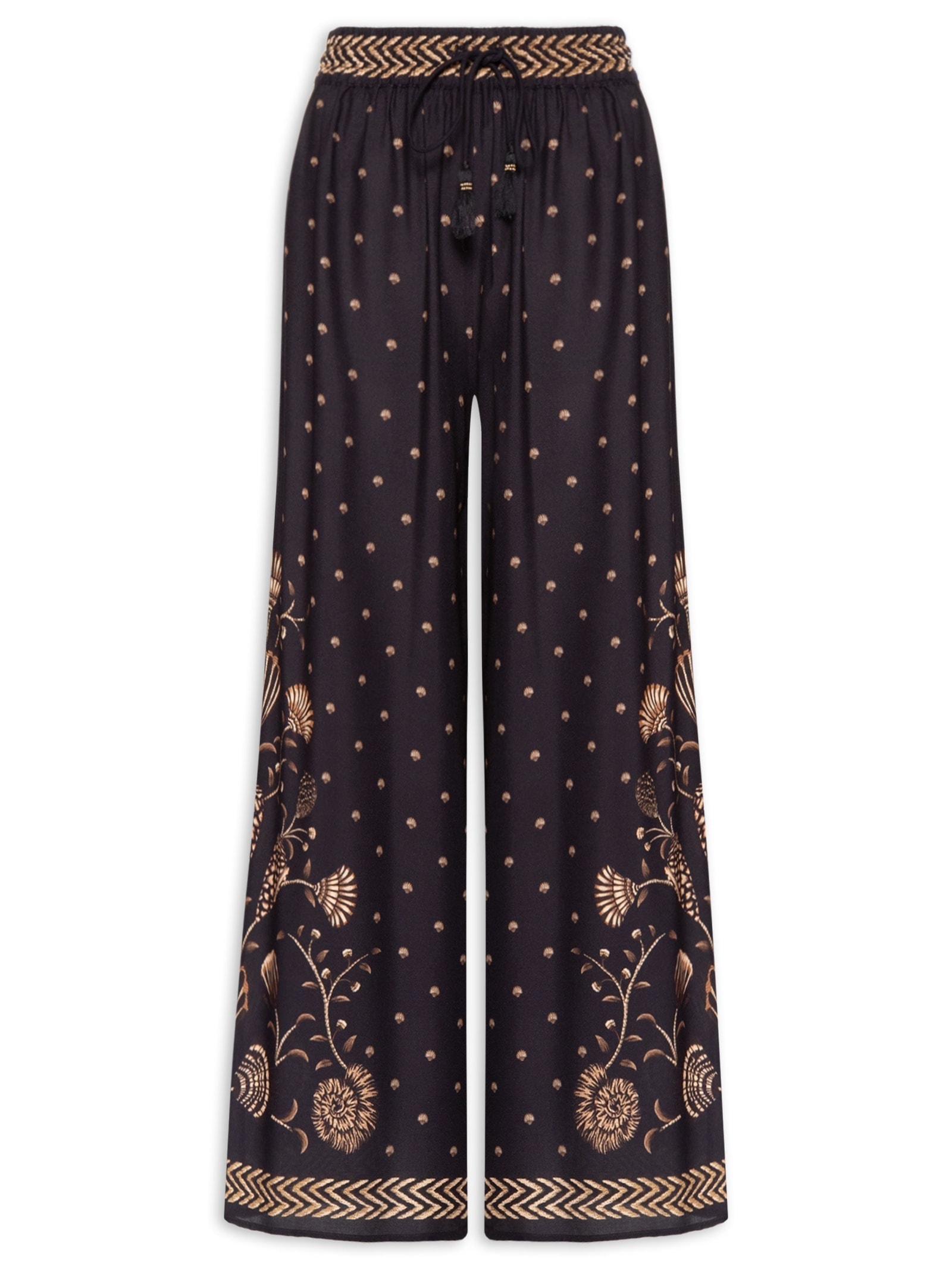 Calça Feminina Pantalona Sonho De Concha Preto Farm