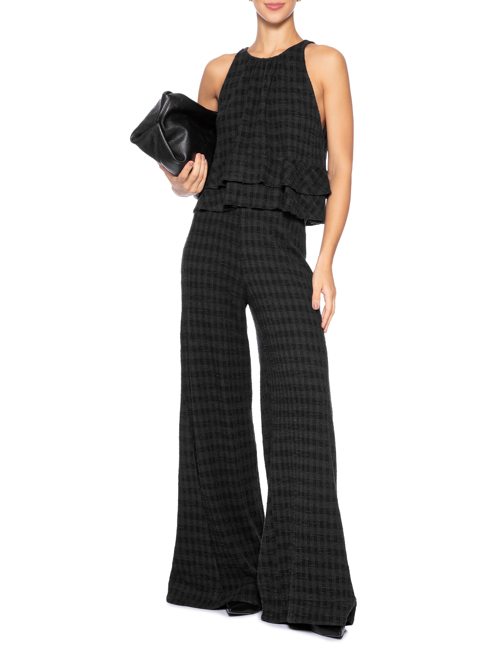 Calça Feminina Pantalona Textura Preto Animale